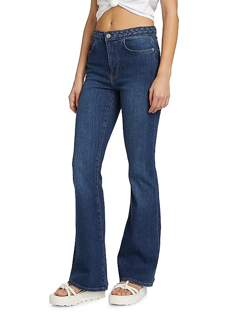 Braided Waistband Le High Flare Jeans