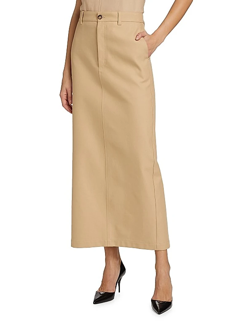Drill Cotton Column Maxi Skirt