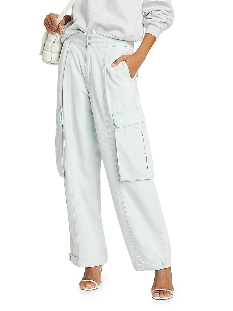 Cotton Wide-Leg Cargo Pants