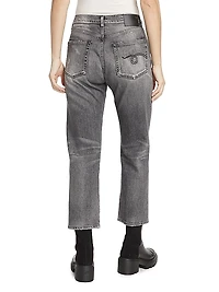 Distressed Straight-Leg Boyfriend Jeans