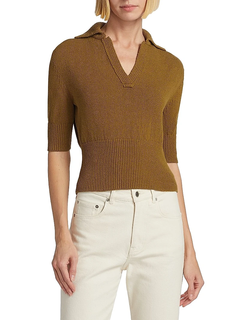 Reeve Cotton-Blend Knit Polo Top