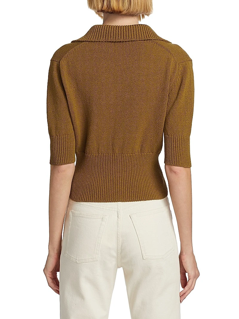 Reeve Cotton-Blend Knit Polo Top