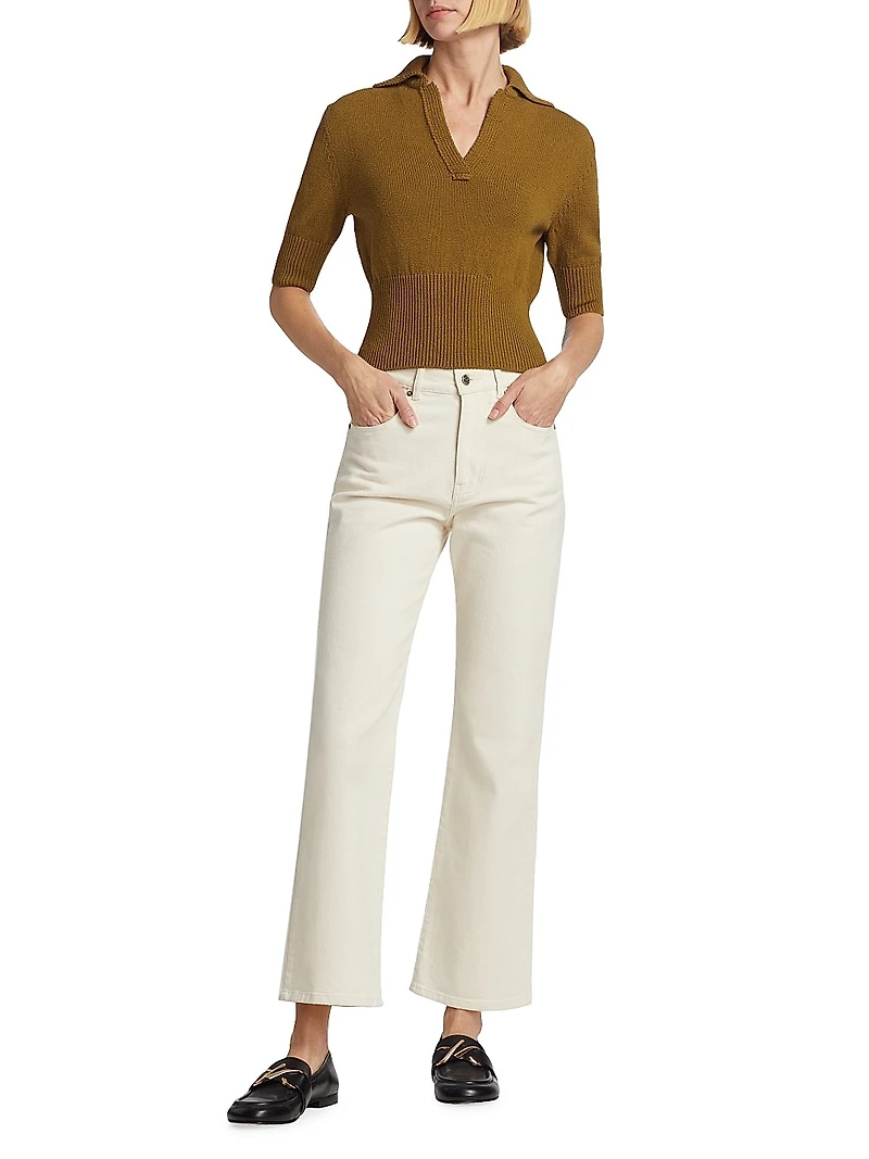 Reeve Cotton-Blend Knit Polo Top