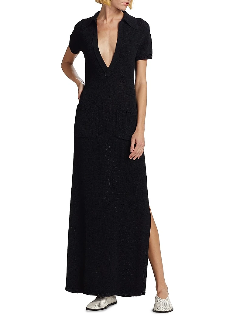 Auden Plunging V-Neck Knit Maxi Dress