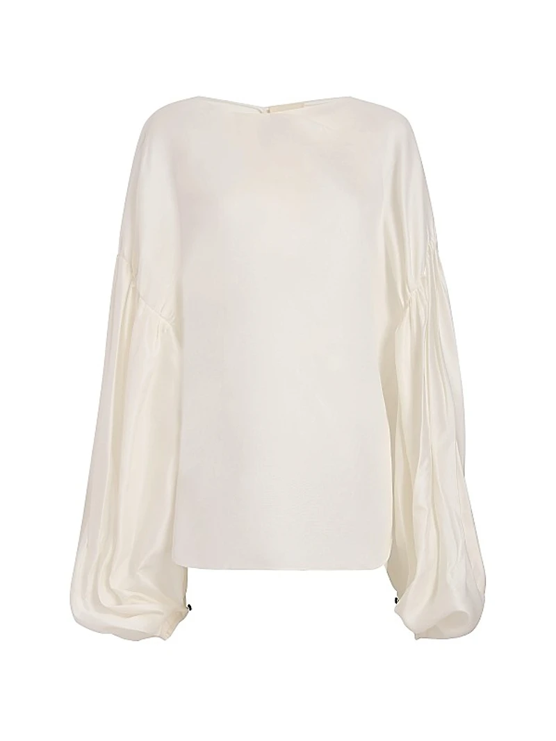 Quico Silk Blouson-Sleeve Top