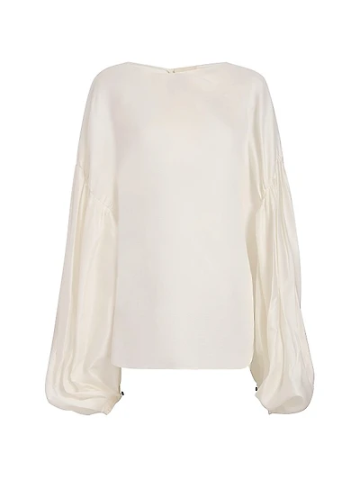 Quico Silk Blouson-Sleeve Top