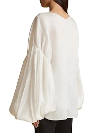 Quico Silk Blouson-Sleeve Top