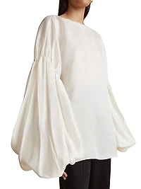 Quico Silk Blouson-Sleeve Top