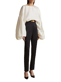 Quico Silk Blouson-Sleeve Top