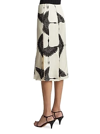 Levy Crane-Print Midi-Skirt