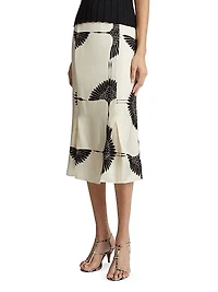 Levy Crane-Print Midi-Skirt