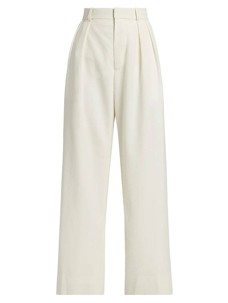 Pleated Wool Low-Rise Trousers