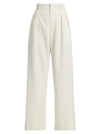 Pleated Wool Low-Rise Trousers