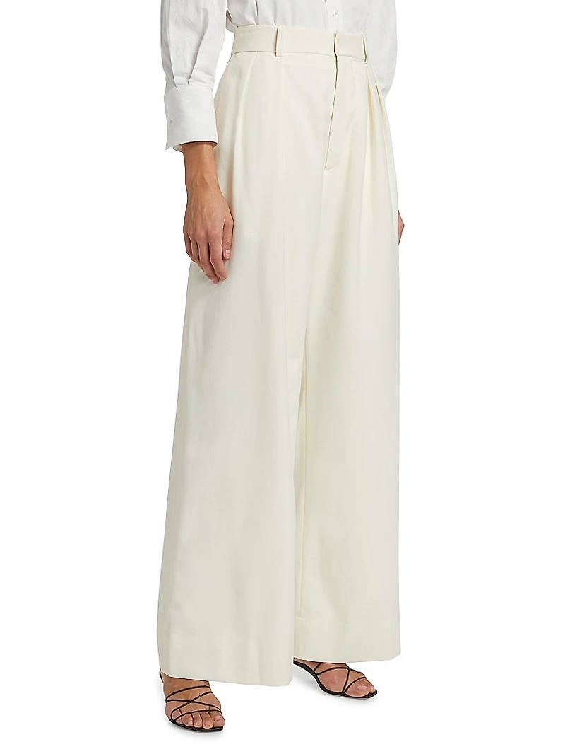 Pleated Wool Low-Rise Trousers