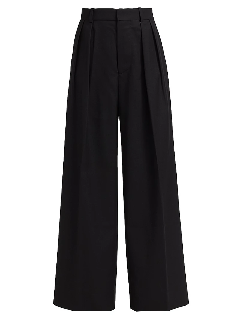 Pleated Wool High-Rise Trousers