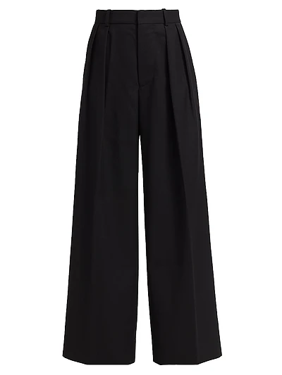 Pleated Wool High-Rise Trousers