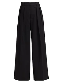 Pleated Wool High-Rise Trousers