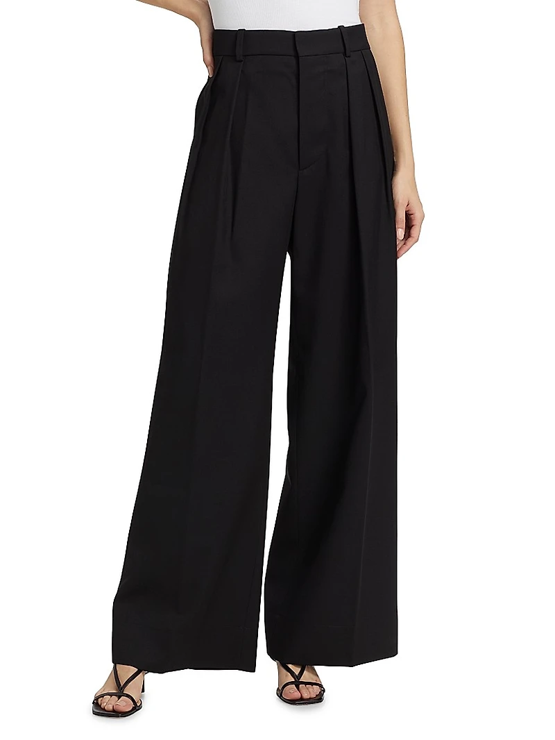 Pleated Wool High-Rise Trousers