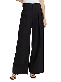 Pleated Wool High-Rise Trousers