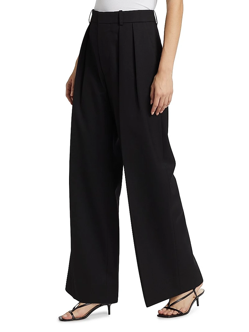 Pleated Wool High-Rise Trousers