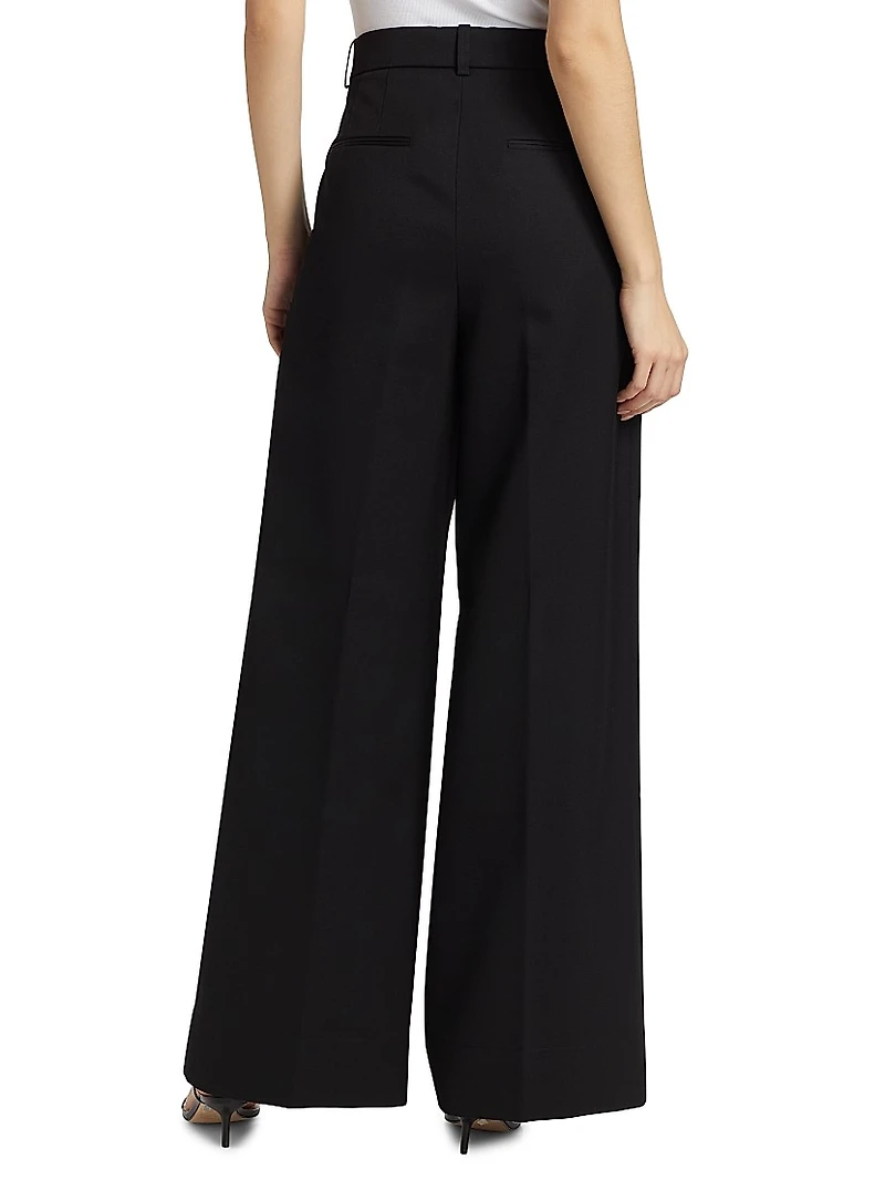 Pleated Wool High-Rise Trousers