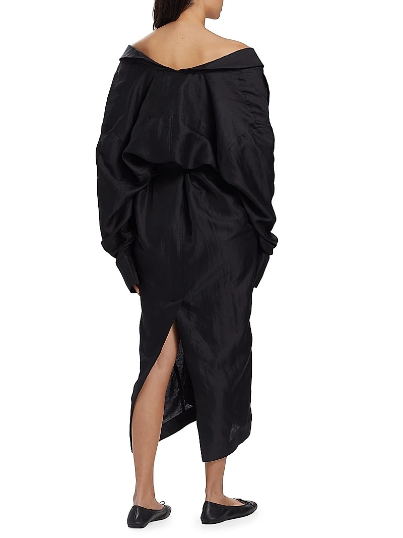 Rhys Linen-Blend Off-The-Shoulder Dress