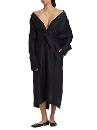 Rhys Linen-Blend Off-The-Shoulder Dress