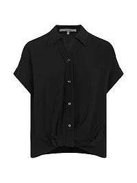 Knotted Button-Front Shirt