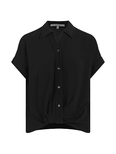 Knotted Button-Front Shirt