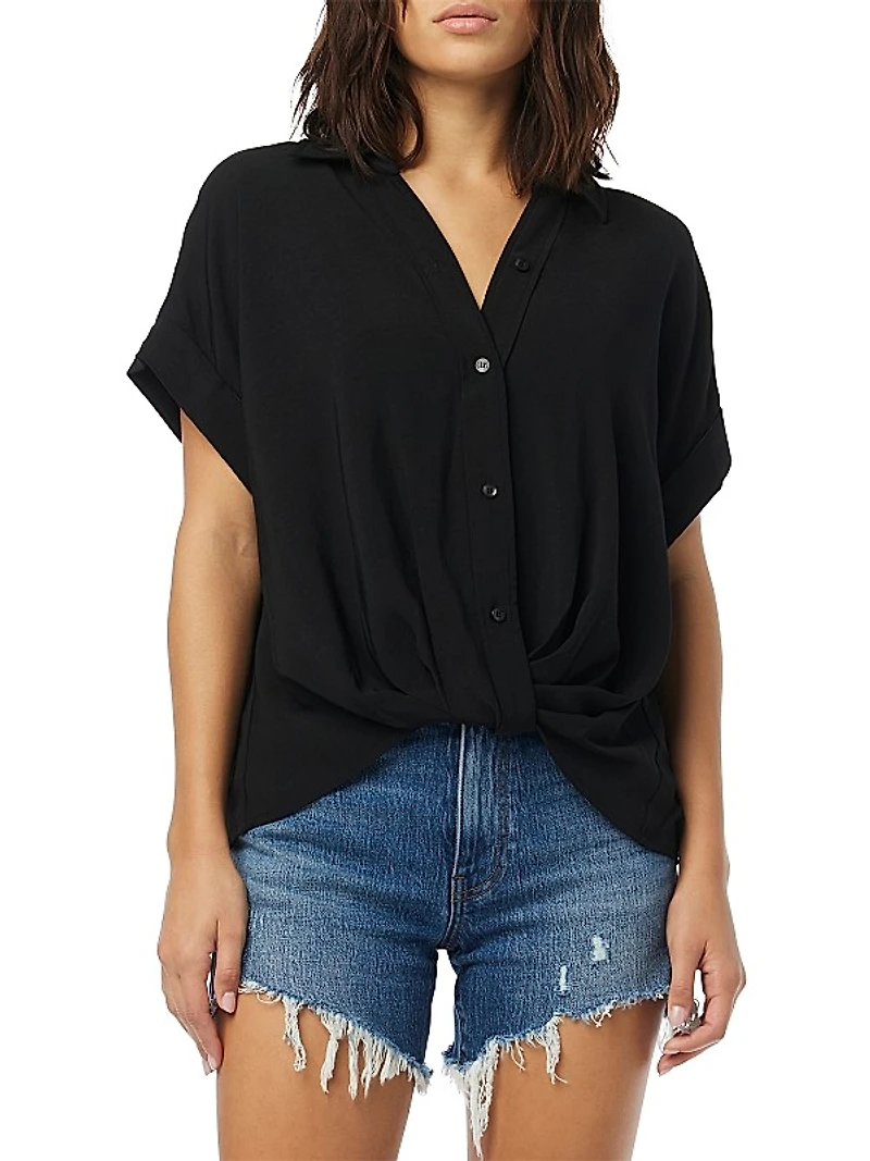Knotted Button-Front Shirt
