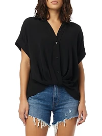 Knotted Button-Front Shirt