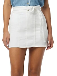 Tie-Waist Cotton Miniskirt