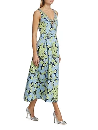 Millie Floral Embellished Faille Cocktail Dress