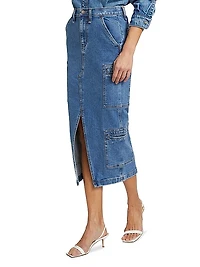 Denim Cargo-Style Skirt