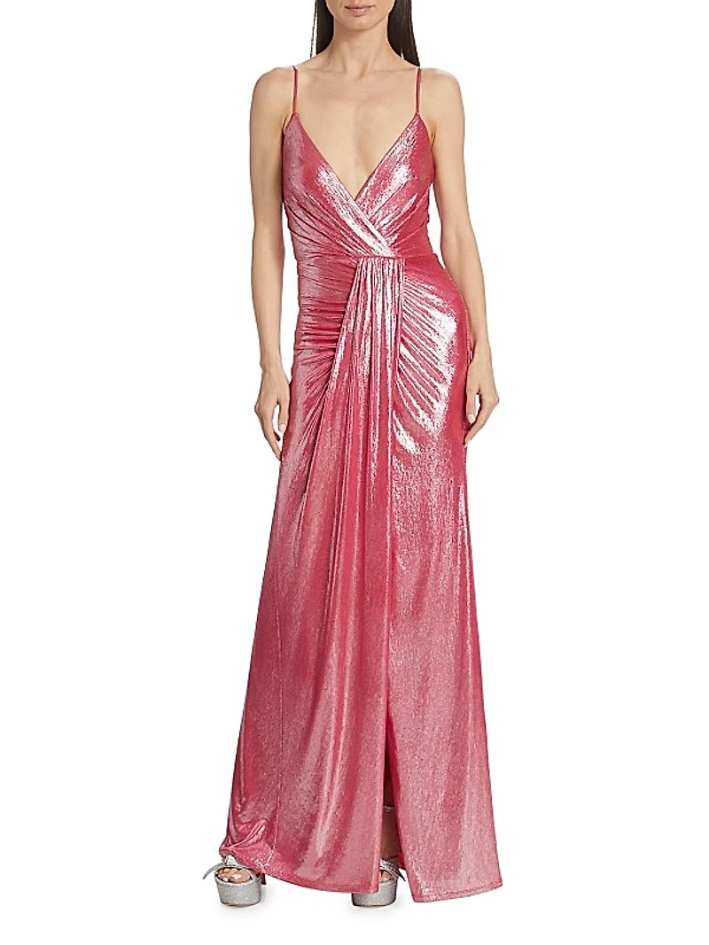 Kade Metallic Draped Gown