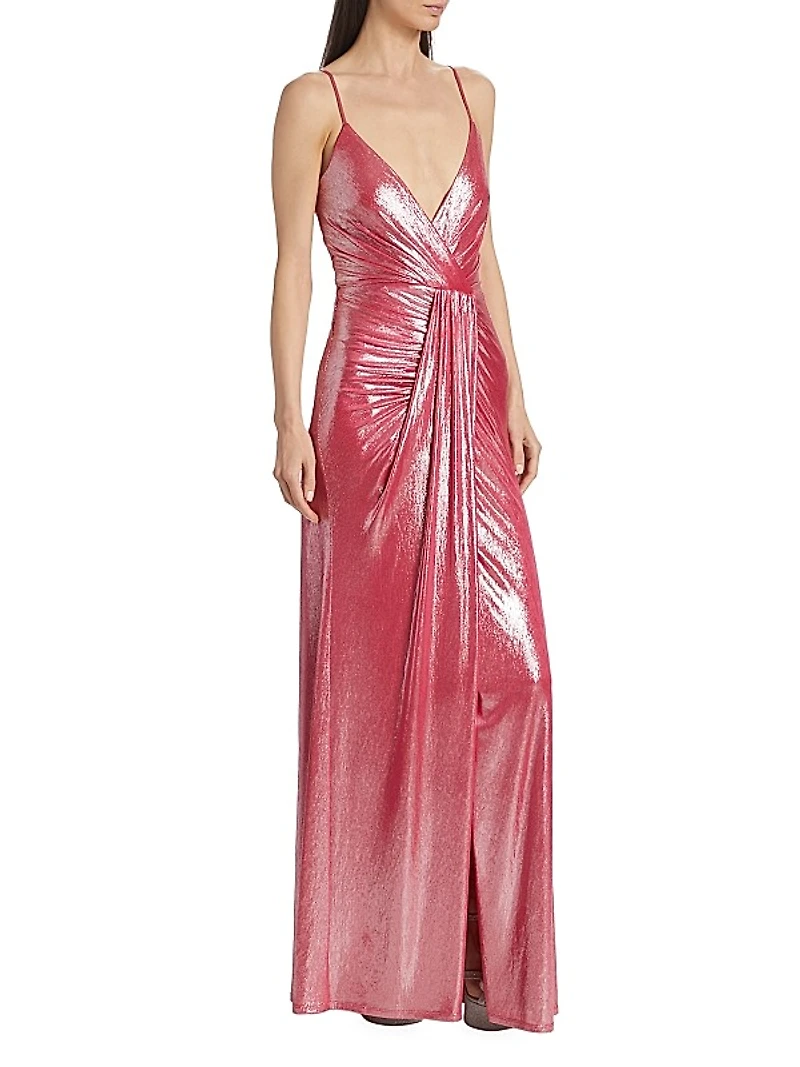 Kade Metallic Draped Gown