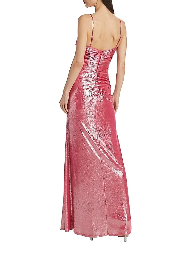 Kade Metallic Draped Gown