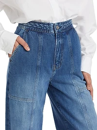 Braided High-Rise Wide-Leg Jeans