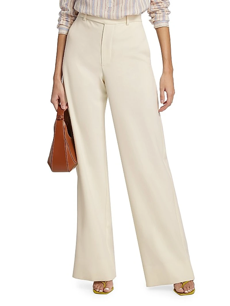Cotton-Blend High-Rise Wide-Leg Pants