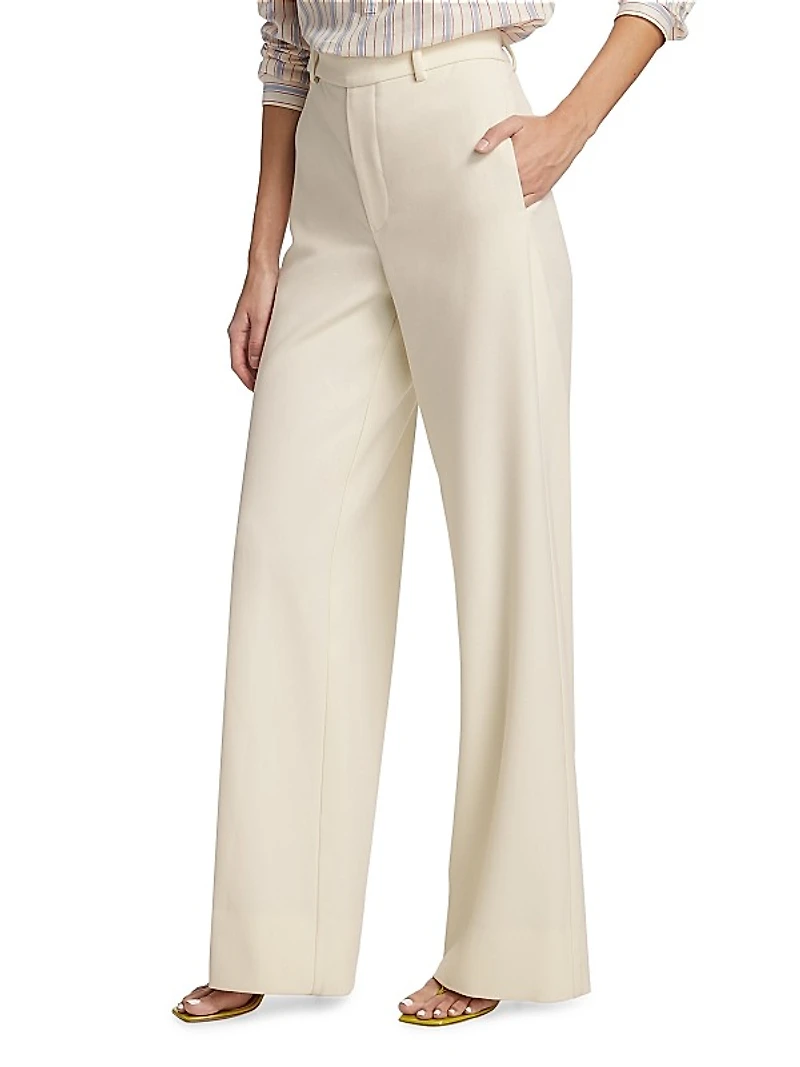 Cotton-Blend High-Rise Wide-Leg Pants