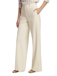 Cotton-Blend High-Rise Wide-Leg Pants