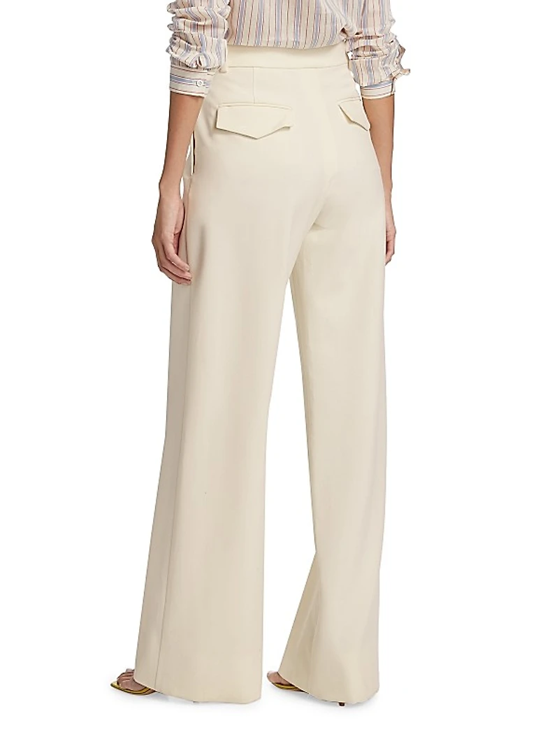 Cotton-Blend High-Rise Wide-Leg Pants