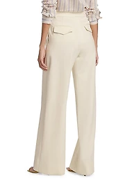 Cotton-Blend High-Rise Wide-Leg Pants