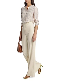 Cotton-Blend High-Rise Wide-Leg Pants