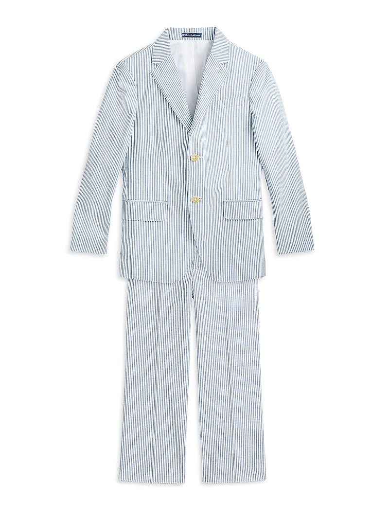 Little Boy's & Boy's Seersucker Single-Breasted Jacket