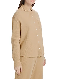 Cotton Waffle Knit Button-Front Shirt