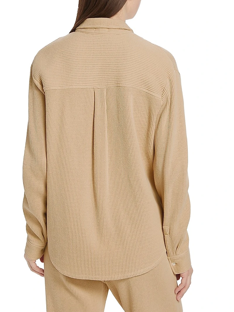 Cotton Waffle Knit Button-Front Shirt