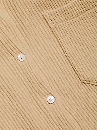 Cotton Waffle Knit Button-Front Shirt