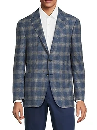 Kei Plaid Wool-Blend Two-Button Sport Coat
