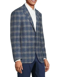 Kei Plaid Wool-Blend Two-Button Sport Coat